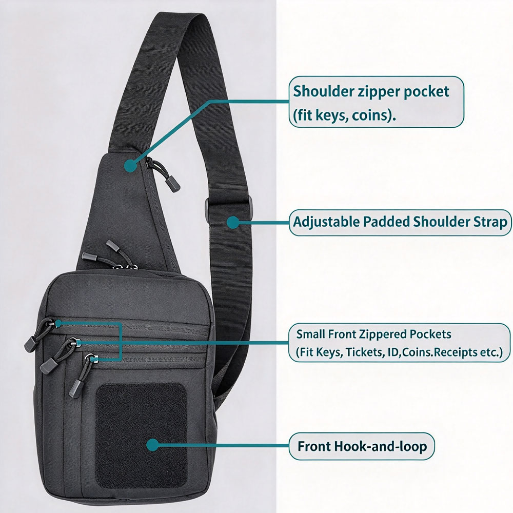 Tactical Crossbody Shoulder Pi - огляд і ціна Edc Concealed Carry Sling Bag